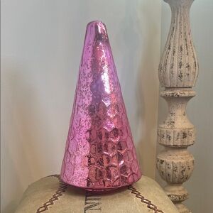 Pink Textured Glass Cone/holiday decor